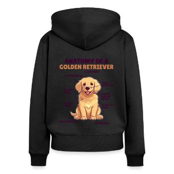 Explication du chien Anatomie d’un Golden Retriever - Sweat à capuche zippé Premium bio Femme - noir - Dos - Julia (174cm)