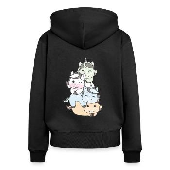 Unlabeld Flag Pride LGBTQ cute unicorn - Women's Premium Organic Zip Hoodie - black - Back - Julia (174cm)