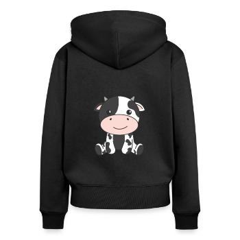 Kuh süße Tiere für Kinder manga kühe - Frauen Premium Bio Zip Hoodie - Schwarz - Hinten - Julia (174cm)