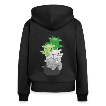 Aromantik Flag Pride LGBTQ süßer Drache Stapel - Frauen Premium Bio Zip Hoodie - Schwarz - Hinten - Julia (174cm)