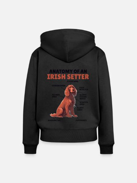 Explication du chien Anatomie d’un setter irlandais - Sweat à capuche zippé Premium bio Femme - noir
