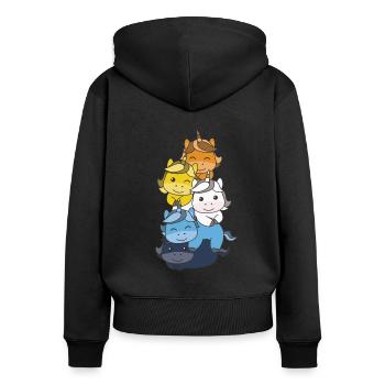 Aroace Flag Pride LGBTQ Cute Unicorn Stack - Women's Premium Organic Zip Hoodie - black - Back - Julia (174cm)