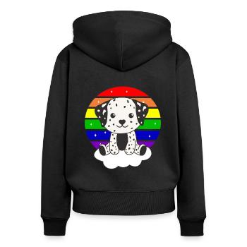 Dalmatian colorful rainbow for kids cute dog - Women's Premium Organic Zip Hoodie - black - Back - Julia (174cm)