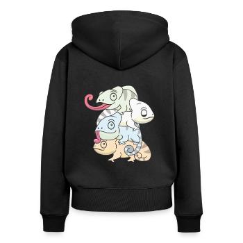 Unlabeld Flag Pride LGBTQ cute chameleon - Women's Premium Organic Zip Hoodie - black - Back - Julia (174cm)