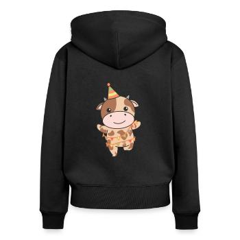 Vache pour anniversaire pour les enfants un cadeau - Sweat à capuche zippé Premium bio Femme - noir - Dos - Julia (174cm)