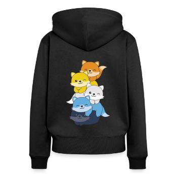 Aroace Flag Pride LGBTQ Mignon Fox Stack - Sweat à capuche zippé Premium bio Femme - noir - Dos - Julia (174cm)