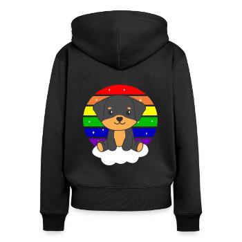 Rottweiler colorful rainbow for kids cute dog - Women's Premium Organic Zip Hoodie - black - Back - Julia (174cm)