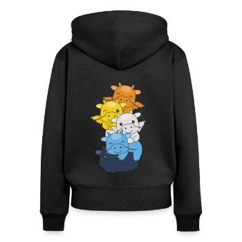Aroace Flag Pride LGBTQ süßer Drache Stapel - Frauen Premium Bio Zip Hoodie - Schwarz - Hinten - Julia (174cm)
