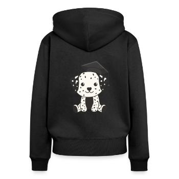 Kids Kindergarten nailed it Dalmatiner Graduation - Frauen Premium Bio Zip Hoodie - Schwarz - Hinten - Julia (174cm)