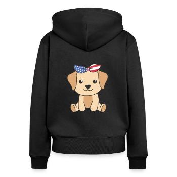 4. Juli amerikanischer Labrador für Kinder USA - Frauen Premium Bio Zip Hoodie - Schwarz - Hinten - Julia (174cm)