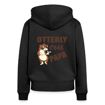 Otterly cool papa funny fathers Day gift - Frauen Premium Bio Zip Hoodie - Schwarz - Hinten - Julia (174cm)