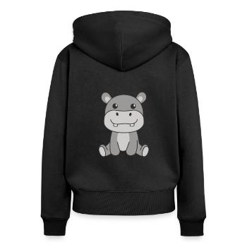 Hippo cute animals for kids manga hippos - Women's Premium Organic Zip Hoodie - black - Back - Julia (174cm)