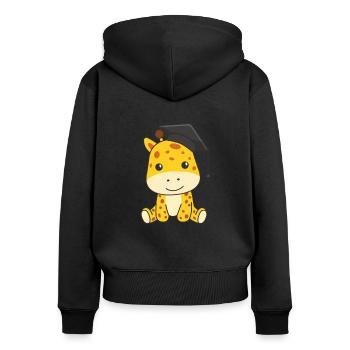 Kids Kindergarten nailed it Giraffe Graduation - Frauen Premium Bio Zip Hoodie - Schwarz - Hinten - Julia (174cm)