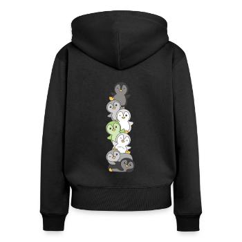 Agender Flag Pride LGBTQ Cute Penguin Stack - Women's Premium Organic Zip Hoodie - black - Back - Julia (174cm)