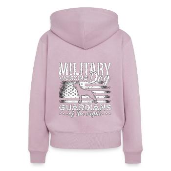 Chien de travail militaire malinois belge Chien policier - Sweat à capuche zippé Premium bio Femme - rose poudré - Dos - Julia (174cm)