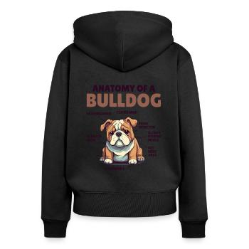 Explication du chien Anatomie d’un bouledogue - Sweat à capuche zippé Premium bio Femme - noir - Dos - Julia (174cm)