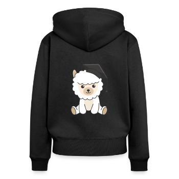 Kids Kindergarten nailed it Alpaka Graduation - Frauen Premium Bio Zip Hoodie - Schwarz - Hinten - Julia (174cm)