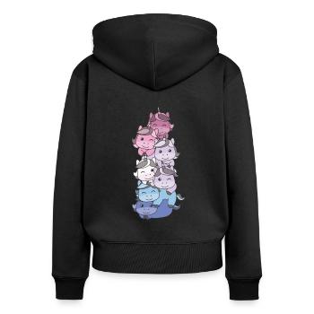Bigender Flag Pride LGBTQ süßer Einhorn Stapel - Frauen Premium Bio Zip Hoodie - Schwarz - Hinten - Julia (174cm)