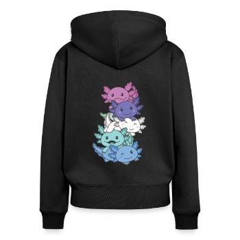 Spectrasexuell Flag Pride LGBTQ süßer Axolotl - Frauen Premium Bio Zip Hoodie - Schwarz - Hinten - Julia (174cm)
