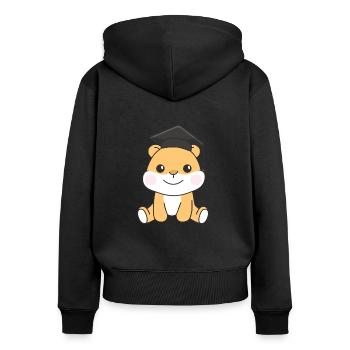 Kids Kindergarten nailed it Hamster Graduation - Frauen Premium Bio Zip Hoodie - Schwarz - Hinten - Julia (174cm)