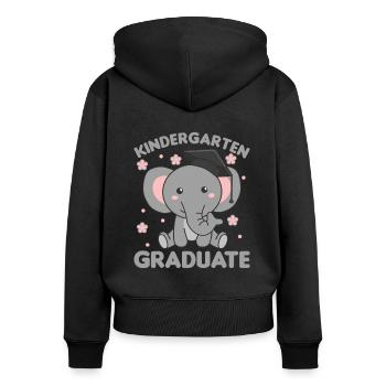 Kids Kindergarten graduate Elefant Graduation - Frauen Premium Bio Zip Hoodie - Schwarz - Hinten - Julia (174cm)