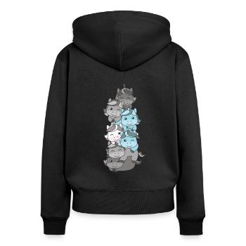Demiboy Flag Pride LGBTQ Cute Unicorn Stack - Women's Premium Organic Zip Hoodie - black - Back - Julia (174cm)