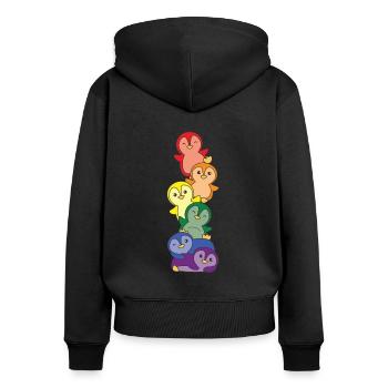 Rainbow Flag Gay Pride LGBTQ Pinguin süßer Pinguin - Frauen Premium Bio Zip Hoodie - Schwarz - Hinten - Julia (174cm)