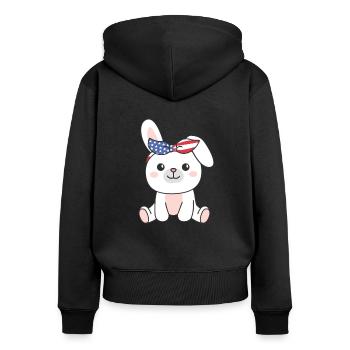 4 juillet American Bunny for Kids USA - Sweat à capuche zippé Premium bio Femme - noir - Dos - Julia (174cm)