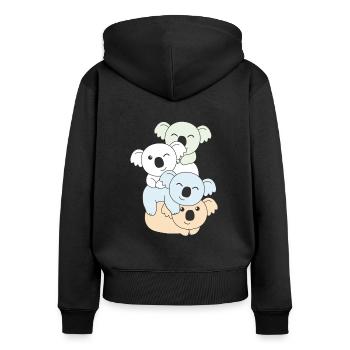 Unlabeld Flag Pride LGBTQ süßer Koala - Frauen Premium Bio Zip Hoodie - Schwarz - Hinten - Julia (174cm)