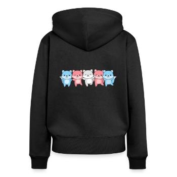 Drapeau transgenre fierté LGBTQ renard mignon - Sweat à capuche zippé Premium bio Femme - noir - Dos - Julia (174cm)