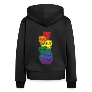 Rainbow Flag Pride LGBTQ Cute Panda Stack - Women's Premium Organic Zip Hoodie - black - Back - Julia (174cm)