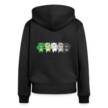 Aromantik Flag Pride LGBTQ süßer Biber - Frauen Premium Bio Zip Hoodie - Schwarz - Hinten - Julia (174cm)