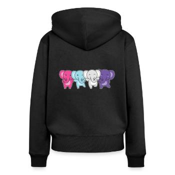 Multisexual Flag Pride LGBTQ Cute Elephant - Women's Premium Organic Zip Hoodie - black - Back - Julia (174cm)
