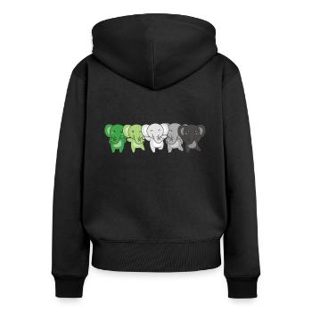 Aromantik Flag Pride LGBTQ Cute Elephant - Women's Premium Organic Zip Hoodie - black - Back - Julia (174cm)