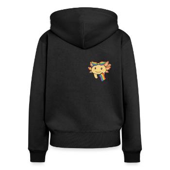 Regenbogen Axolotl Flag Pride LGBTQ süße Axolotls - Frauen Premium Bio Zip Hoodie - Schwarz - Hinten - Julia (174cm)