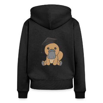 Kids Kindergarten nailed it Schnabeltier - Frauen Premium Bio Zip Hoodie - Schwarz - Hinten - Julia (174cm)