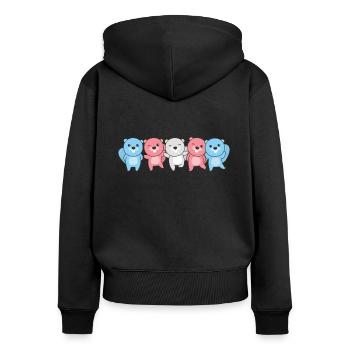 Transgender Flag Pride LGBTQ süßer Biber - Frauen Premium Bio Zip Hoodie - Schwarz - Hinten - Julia (174cm)