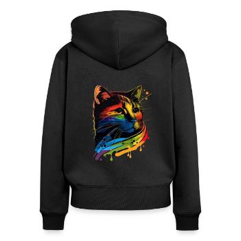 Rainbow Flag Gay Pride LGBTQ Katzen süße Katze - Frauen Premium Bio Zip Hoodie - Schwarz - Hinten - Julia (174cm)