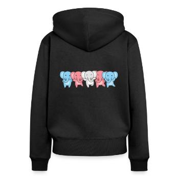 Drapeau transgenre Fierté LGBTQ Mignon éléphant - Sweat à capuche zippé Premium bio Femme - noir - Dos - Julia (174cm)