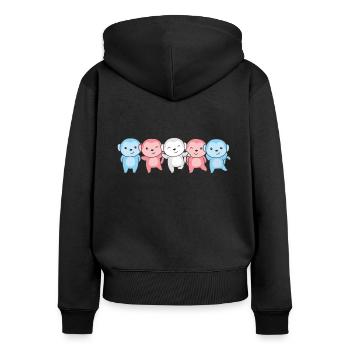 Drapeau transgenre Fierté LGBTQ Singe mignon - Sweat à capuche zippé Premium bio Femme - noir - Dos - Julia (174cm)