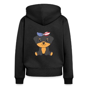 4. Juli amerikanischer Rottweiler für Kinder USA - Frauen Premium Bio Zip Hoodie - Schwarz - Hinten - Julia (174cm)