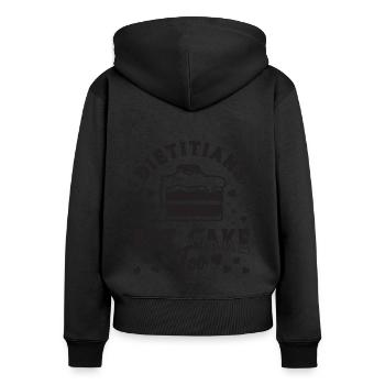 Les diététistes mangent aussi des gâteaux Les diététistes nutritionnistes - Sweat à capuche zippé Premium bio Femme - noir - Dos - Julia (174cm)