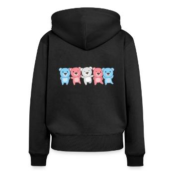 Drapeau transgenre Fierté LGBTQ Mignon Ours - Sweat à capuche zippé Premium bio Femme - noir - Dos - Julia (174cm)