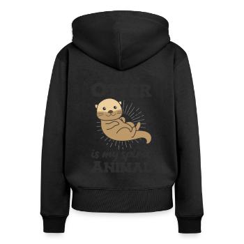 Otter is my spirit animal - süßer Otter - Frauen Premium Bio Zip Hoodie - Schwarz - Hinten - Julia (174cm)