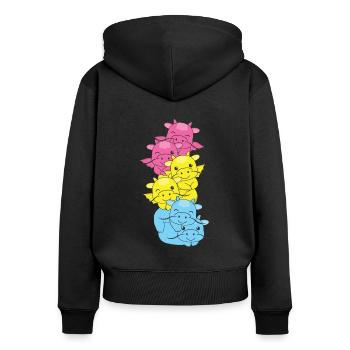 Pansexuell Flag Pride LGBTQ süßer Drache - Frauen Premium Bio Zip Hoodie - Schwarz - Hinten - Julia (174cm)