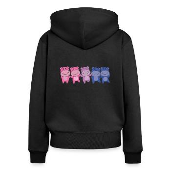 Bisexuell Flag Pride LGBTQ süßer Hippo - Frauen Premium Bio Zip Hoodie - Schwarz - Hinten - Julia (174cm)
