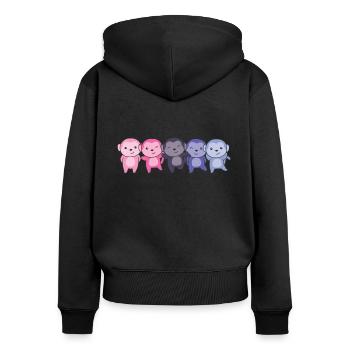 Omnisexuel Drapeau Fierté LGBTQ Singe mignon - Sweat à capuche zippé Premium bio Femme - noir - Dos - Julia (174cm)