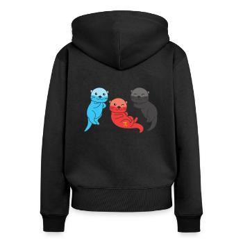 Polyamory Flag Gay Pride LGBTQ Otter - Frauen Premium Bio Zip Hoodie - Schwarz - Hinten - Julia (174cm)