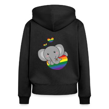 Rainbow Flag Pride LGBTQ Mignon éléphant Amour - Sweat à capuche zippé Premium bio Femme - noir - Dos - Julia (174cm)