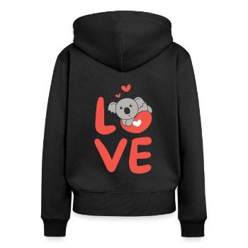Koala pour la Saint-Valentin Animaux mignons Coeurs Amour - Sweat à capuche zippé Premium bio Femme - noir - Dos - Julia (174cm)